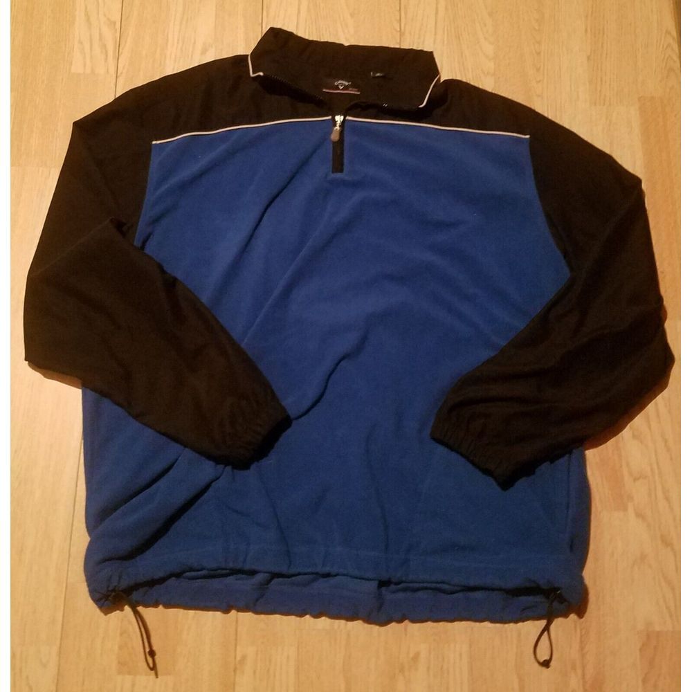 Callaway Golf Mens XXL Blue 1/4 Zip Fleece Pullover Top Long Sleeve